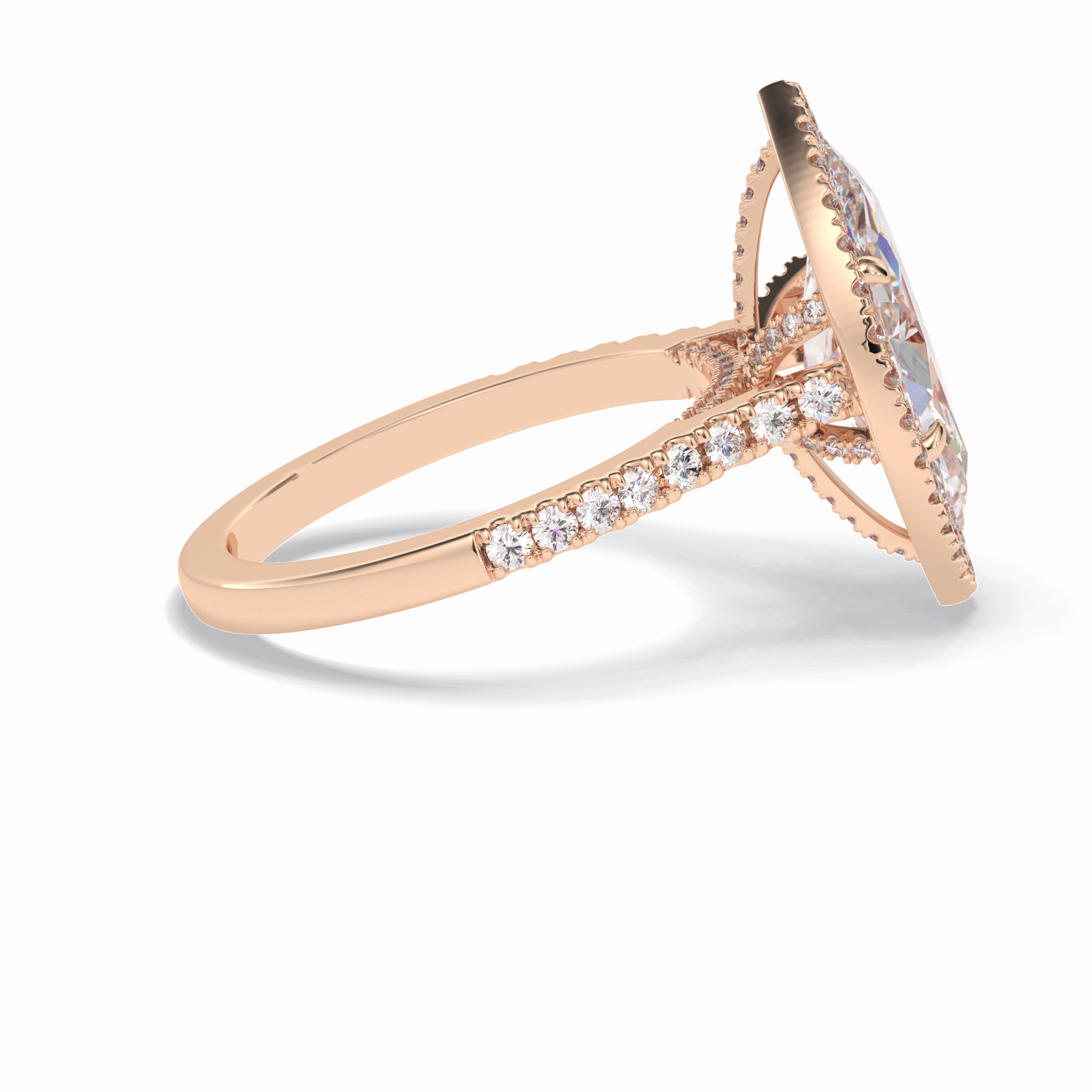 2.50 CT Marquise Cut Halo & Pave Style Moissanite Engagement Ring 17