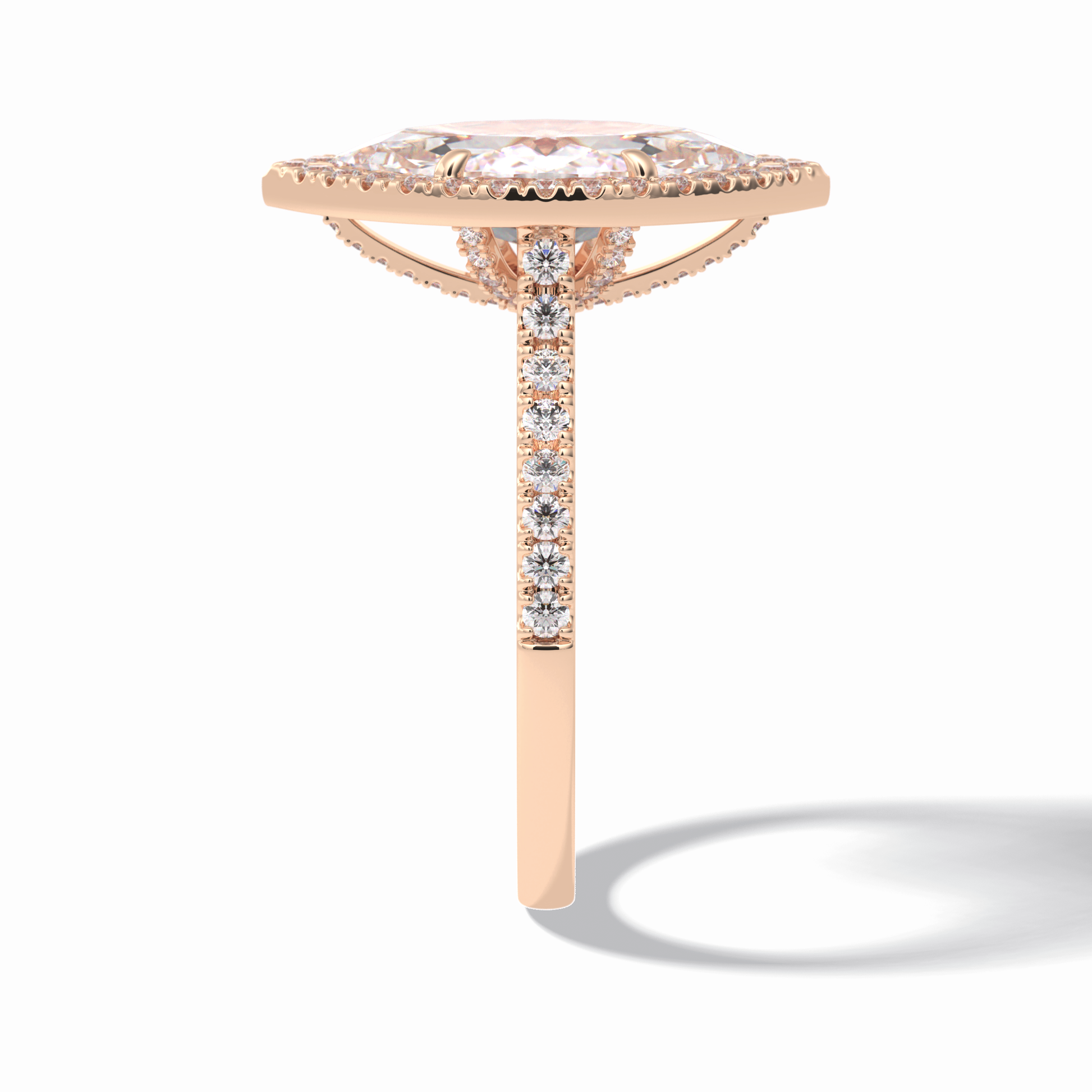 2.50 CT Marquise Cut Halo & Pave Style Moissanite Engagement Ring 18