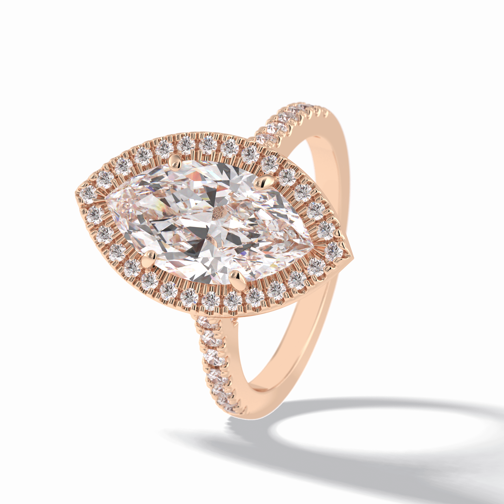 2.50 CT Marquise Cut Halo & Pave Style Moissanite Engagement Ring 20