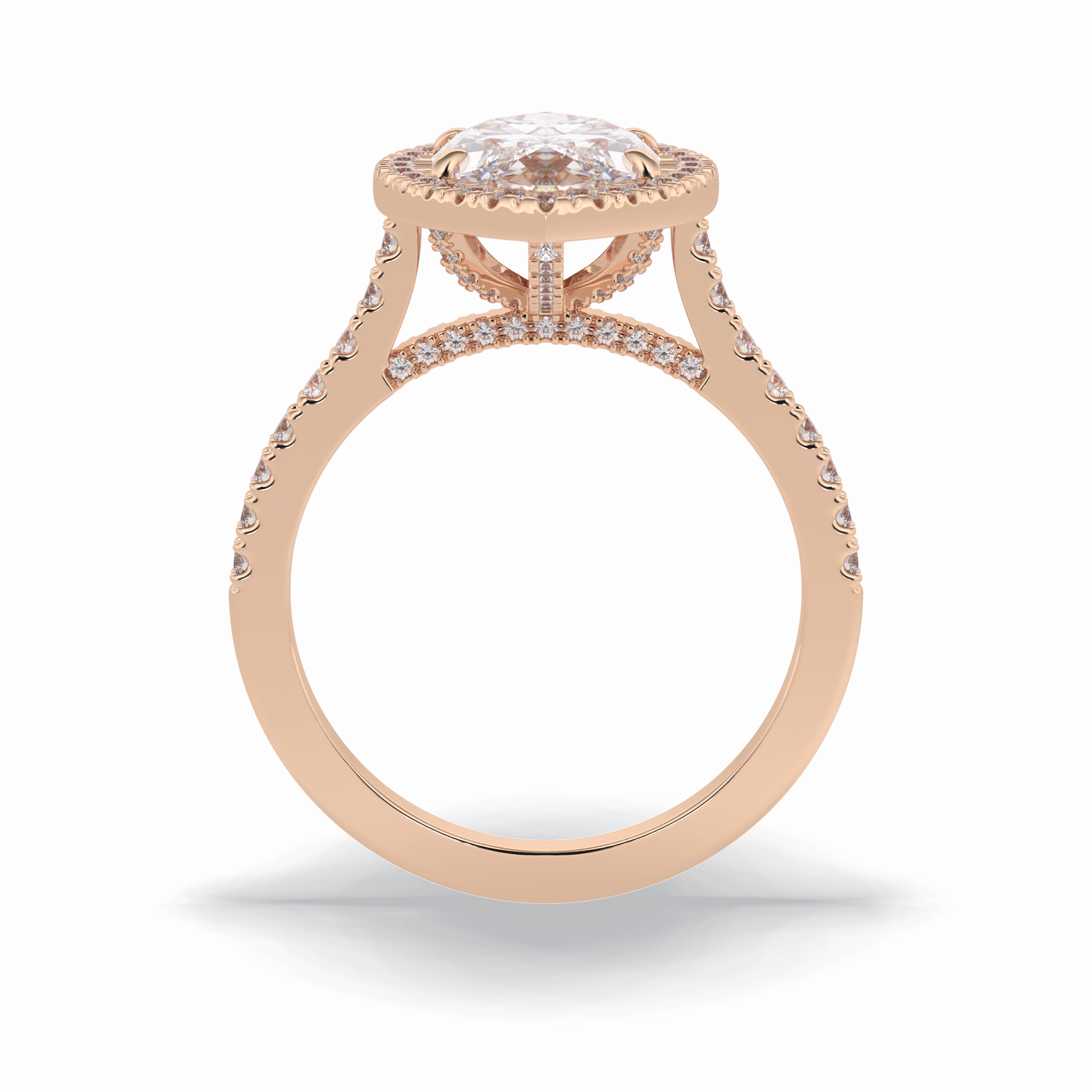 2.50 CT Marquise Cut Halo & Pave Style Moissanite Engagement Ring 21