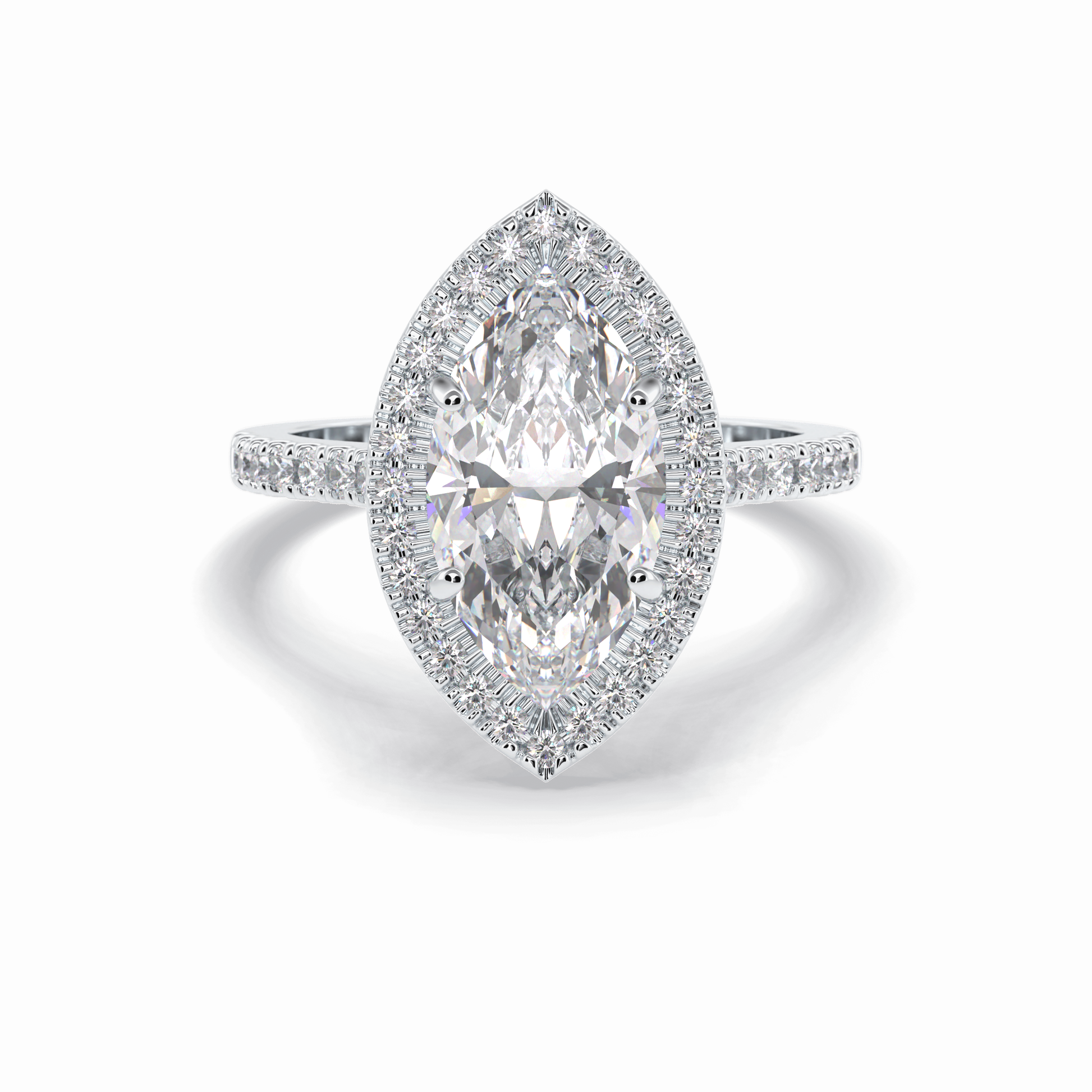 2.50 CT Marquise Cut Halo & Pave Style Moissanite Engagement Ring 1