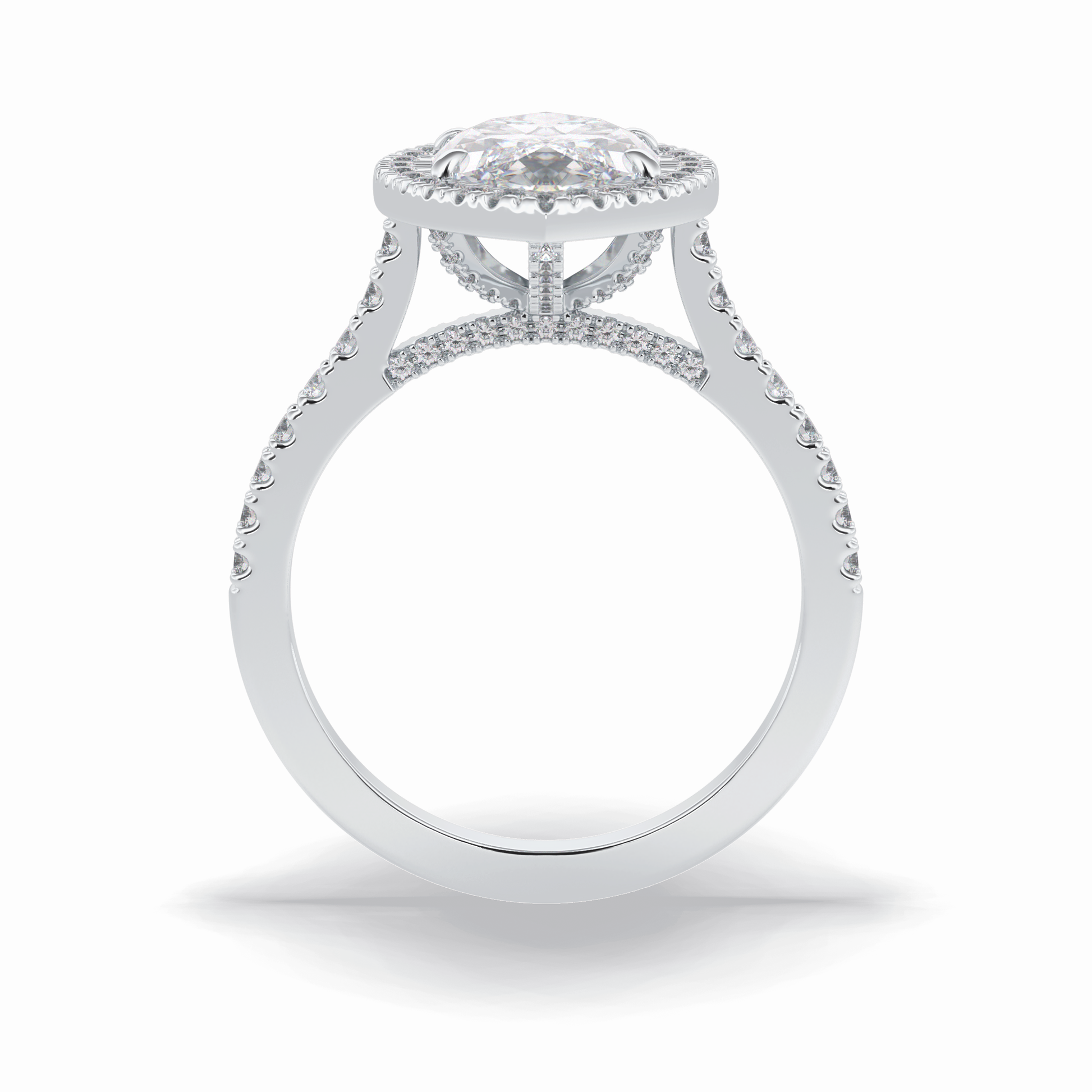 2.50 CT Marquise Cut Halo & Pave Style Moissanite Engagement Ring 7