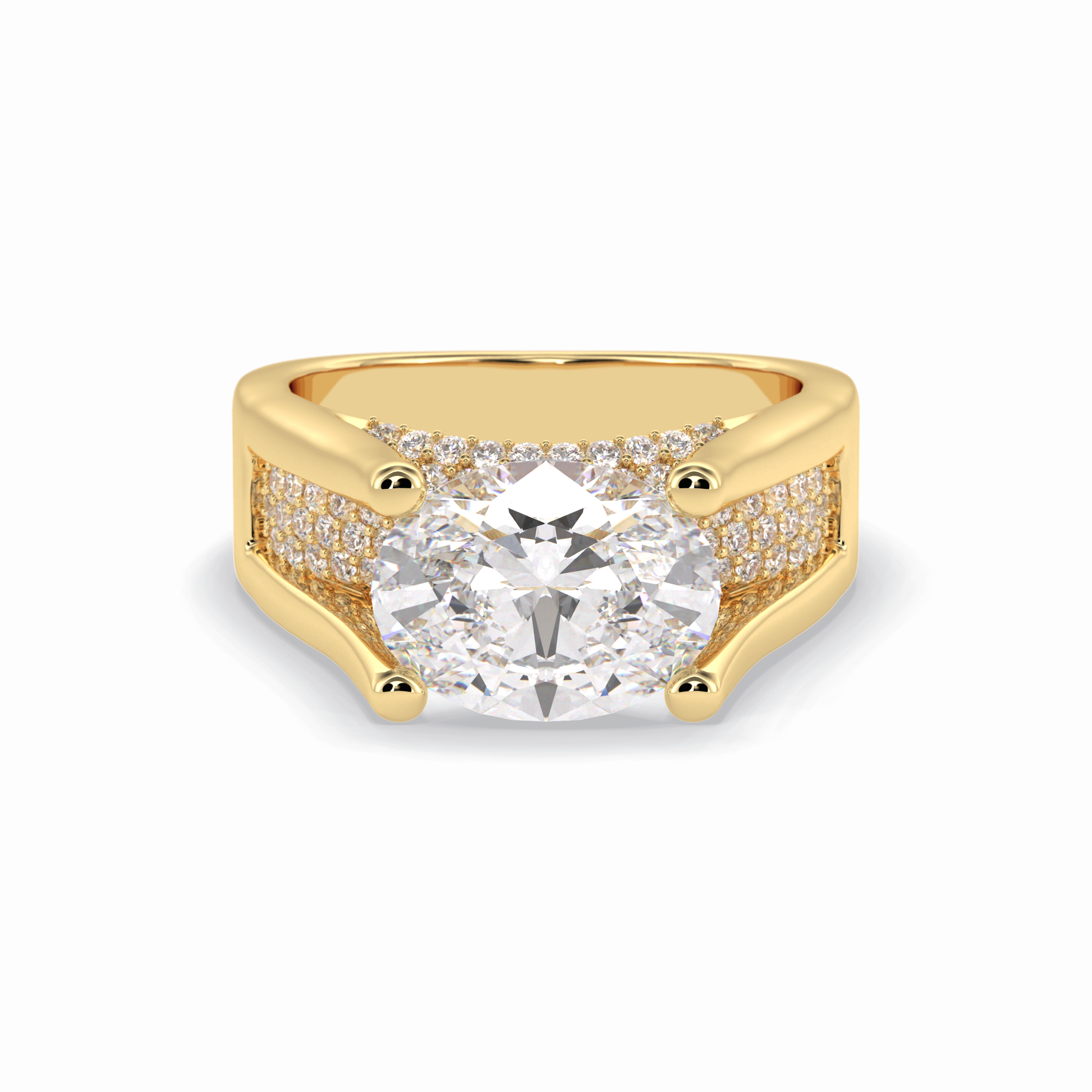 3.0 CT Oval Cut Pave Style Moissanite Engagement Rings