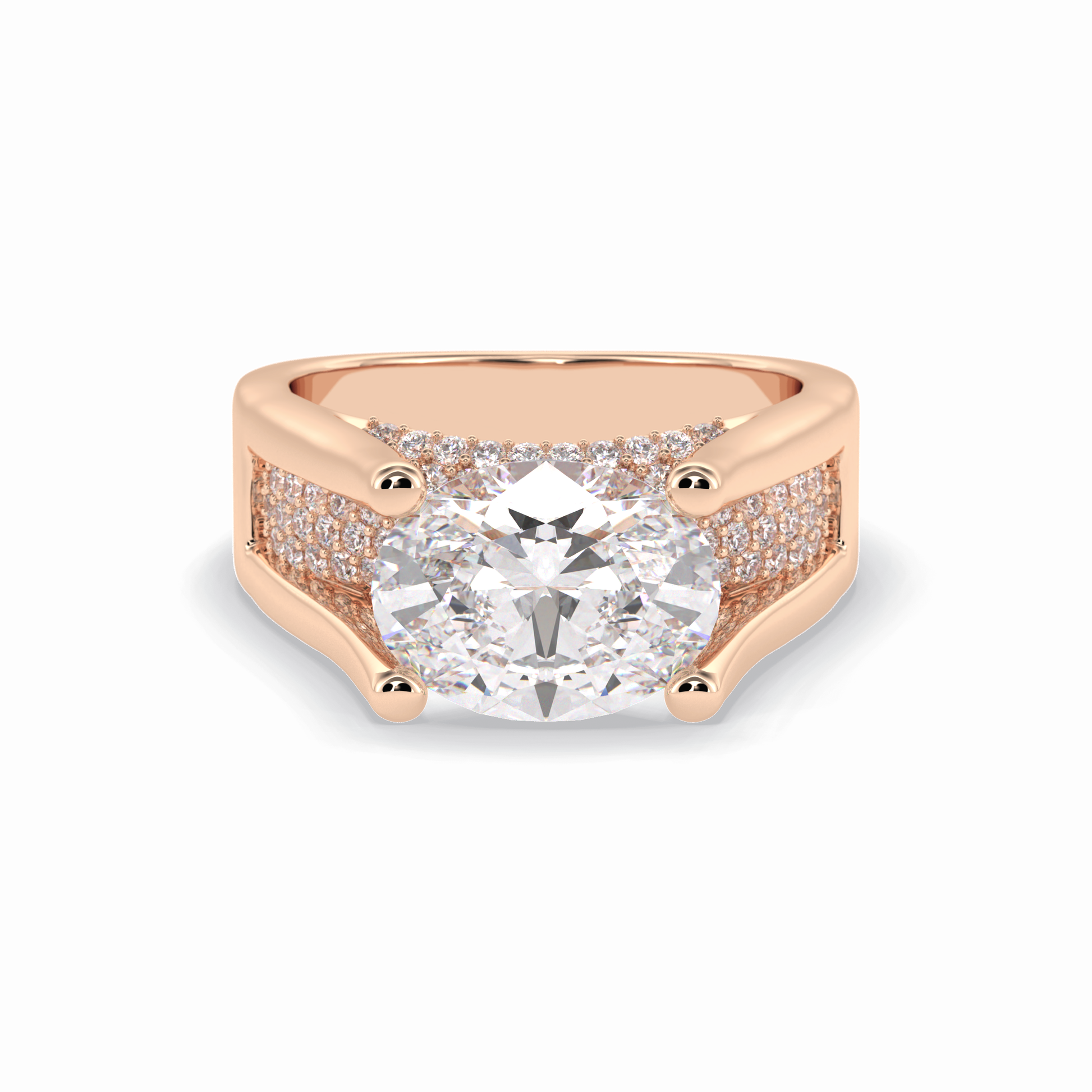 3.0 CT Oval Cut Pave Style Moissanite Engagement Rings