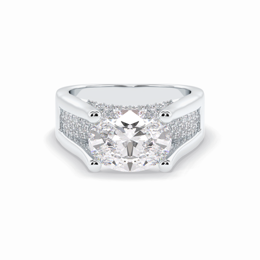 3.0 CT Oval Cut Pave Style Moissanite Engagement Rings