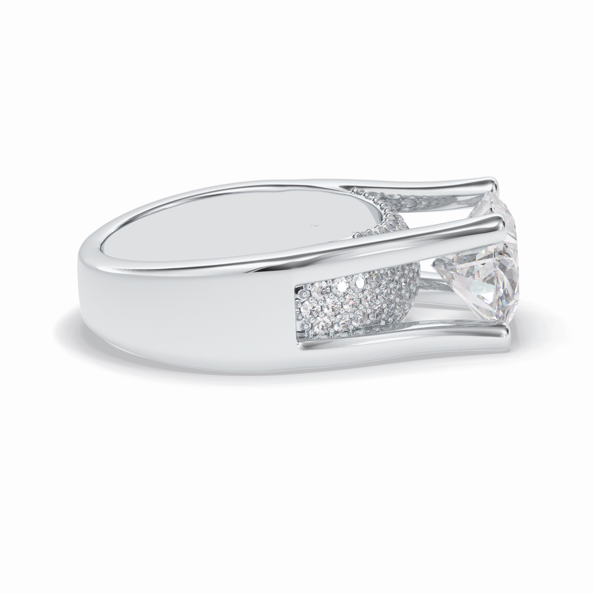 3.0 CT Oval Cut Pave Style Moissanite Engagement Rings