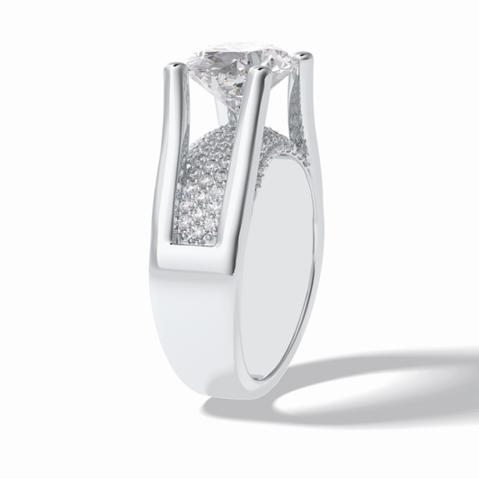 3.0 CT Oval Cut Pave Style Moissanite Engagement Rings