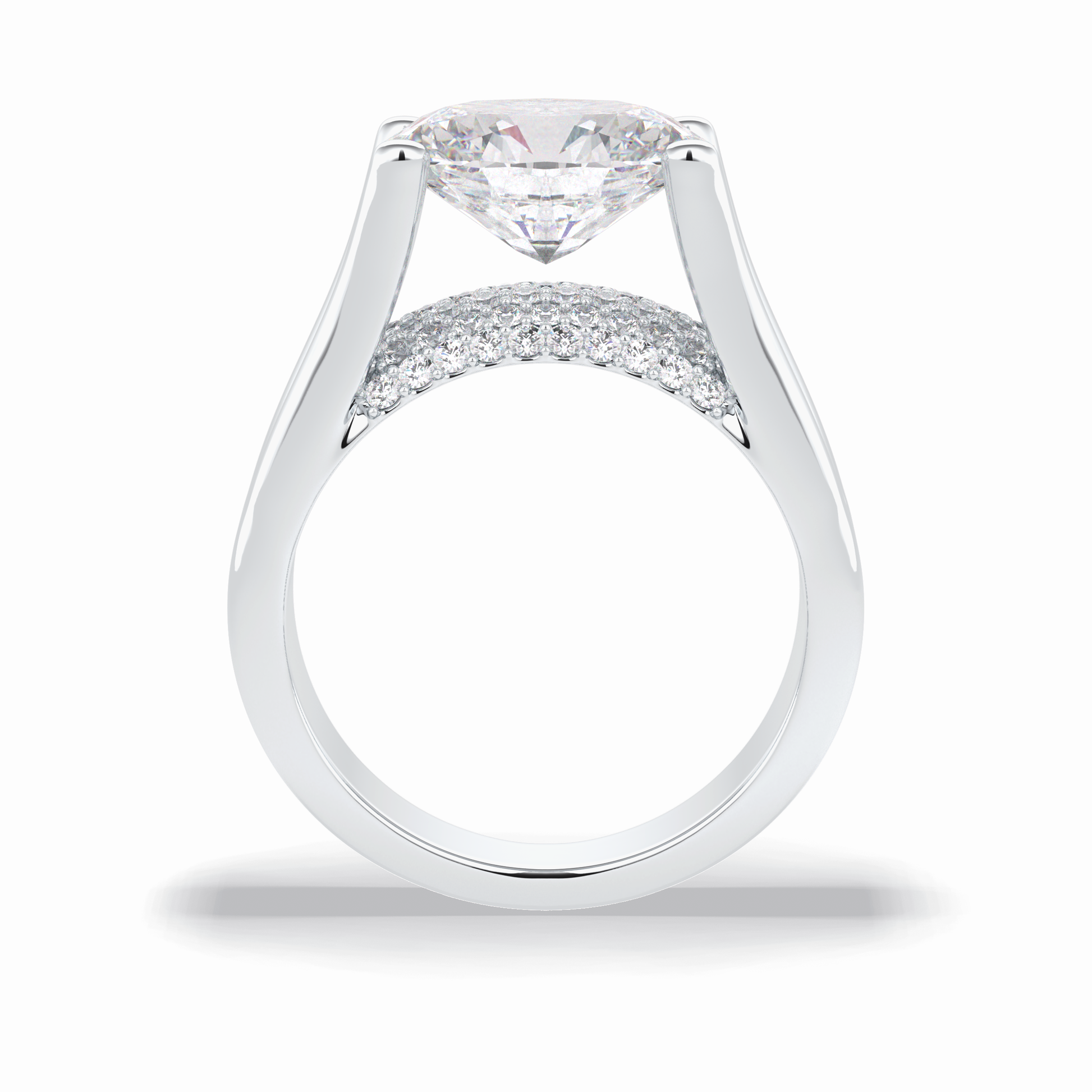 3.0 CT Oval Cut Pave Style Moissanite Engagement Rings