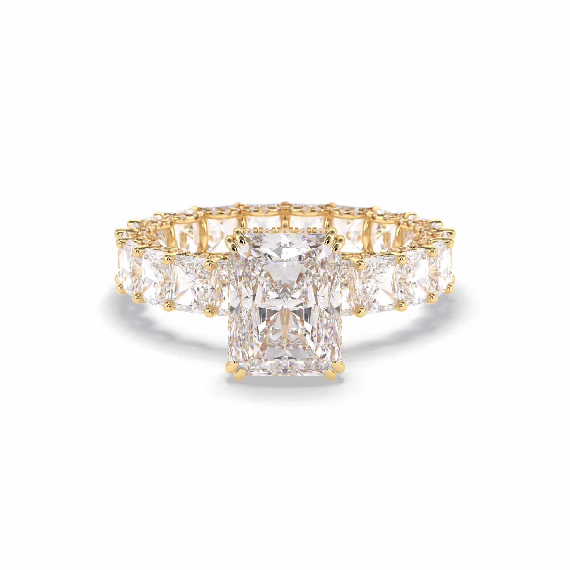 3.0 CT Radiant Cut Pave & Hidden Halo Style Moissanite Engagement Rings