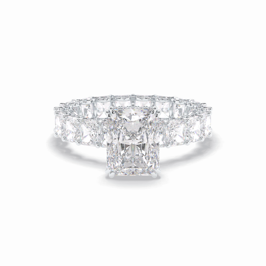 3.0 CT Radiant Cut Pave & Hidden Halo Style Moissanite Engagement Rings