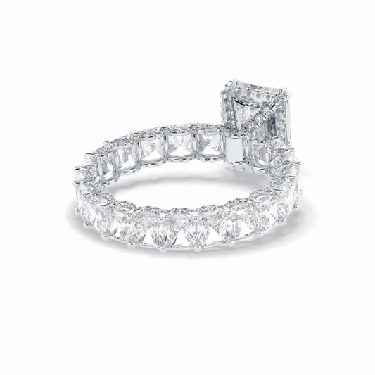 3.0 CT Radiant Cut Pave & Hidden Halo Style Moissanite Engagement Rings
