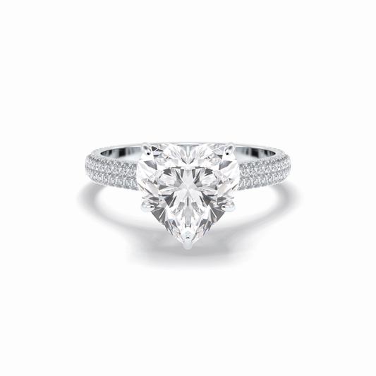 3.0 CT Heart Cut Pave & Hidden Halo Style Moissanite Engagement Rings