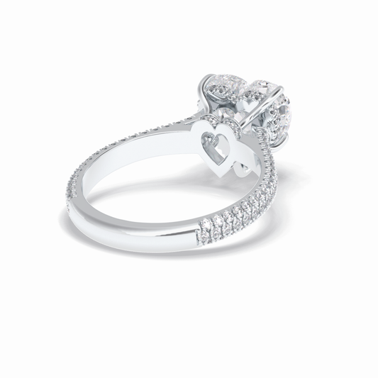 3.0 CT Heart Cut Pave & Hidden Halo Style Moissanite Engagement Rings