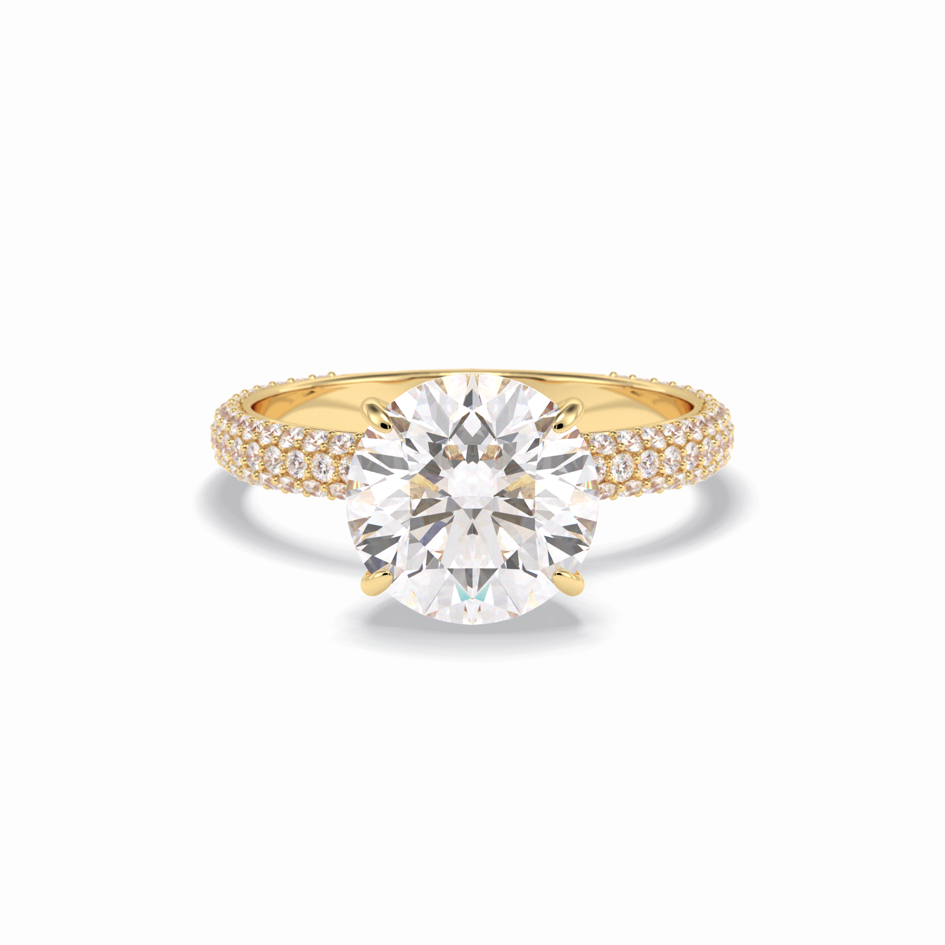3.0 CT Round Cut Pave & Hidden Halo Style Moissanite Engagement Rings
