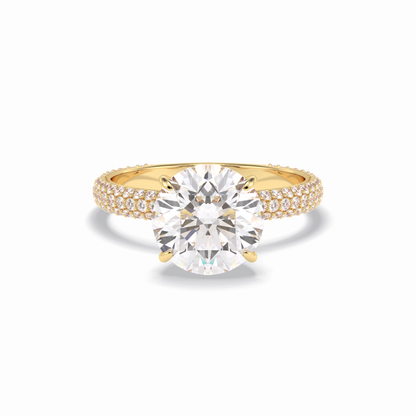3.0 CT Round Cut Pave & Hidden Halo Style Moissanite Engagement Rings
