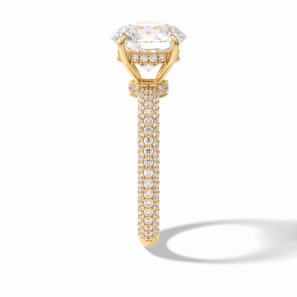 3.0 CT Round Cut Pave & Hidden Halo Style Moissanite Engagement Rings