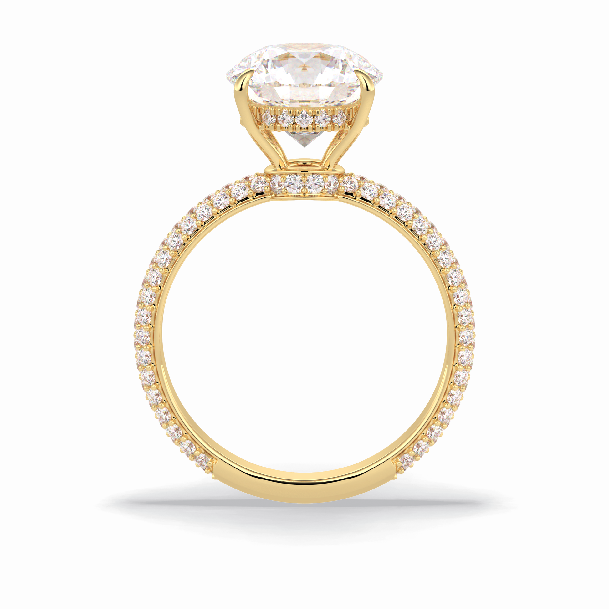 3.0 CT Round Cut Pave & Hidden Halo Style Moissanite Engagement Rings