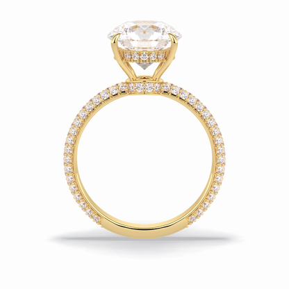 3.0 CT Round Cut Pave & Hidden Halo Style Moissanite Engagement Rings