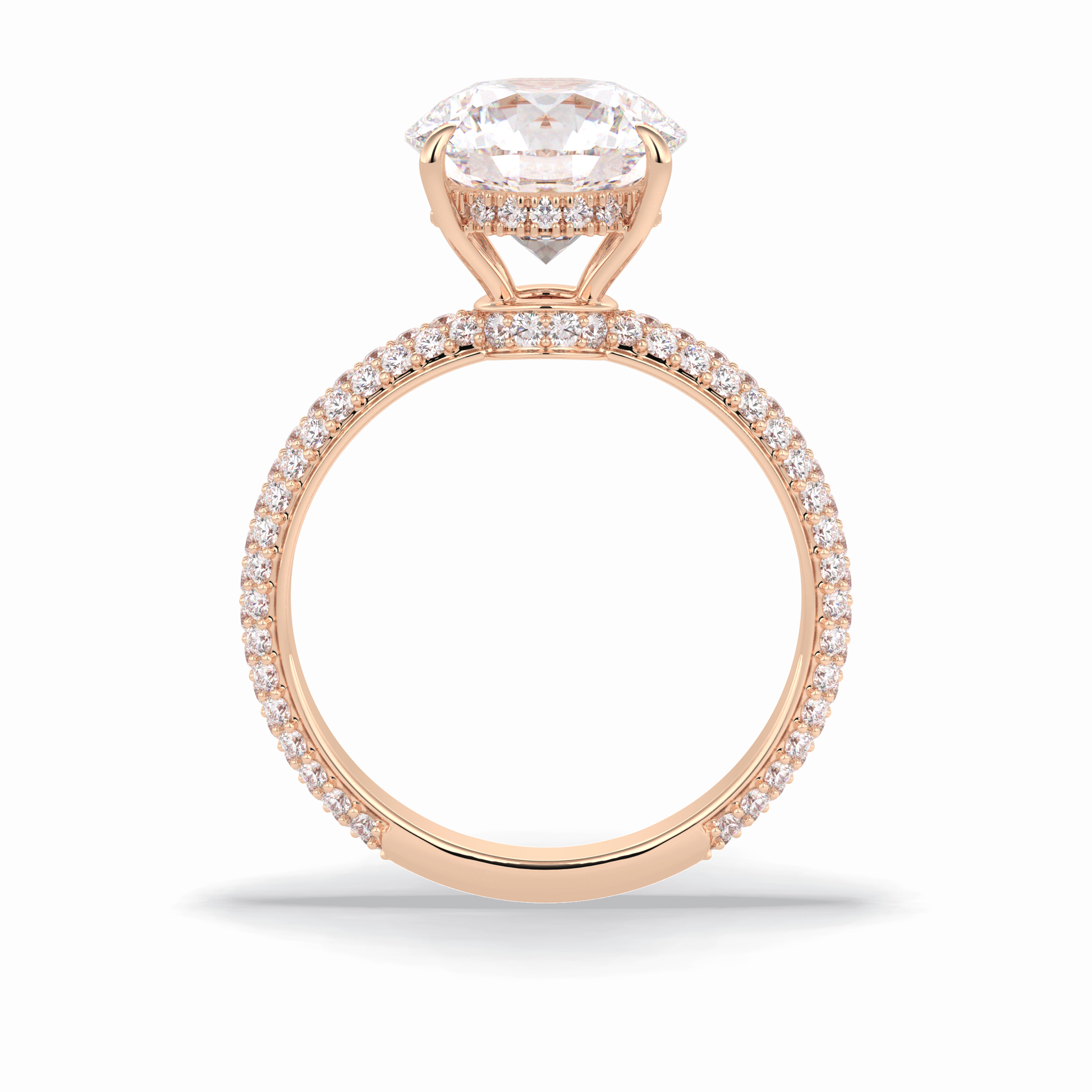 3.0 CT Round Cut Pave & Hidden Halo Style Moissanite Engagement Rings