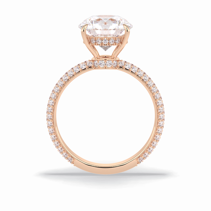 3.0 CT Round Cut Pave & Hidden Halo Style Moissanite Engagement Rings