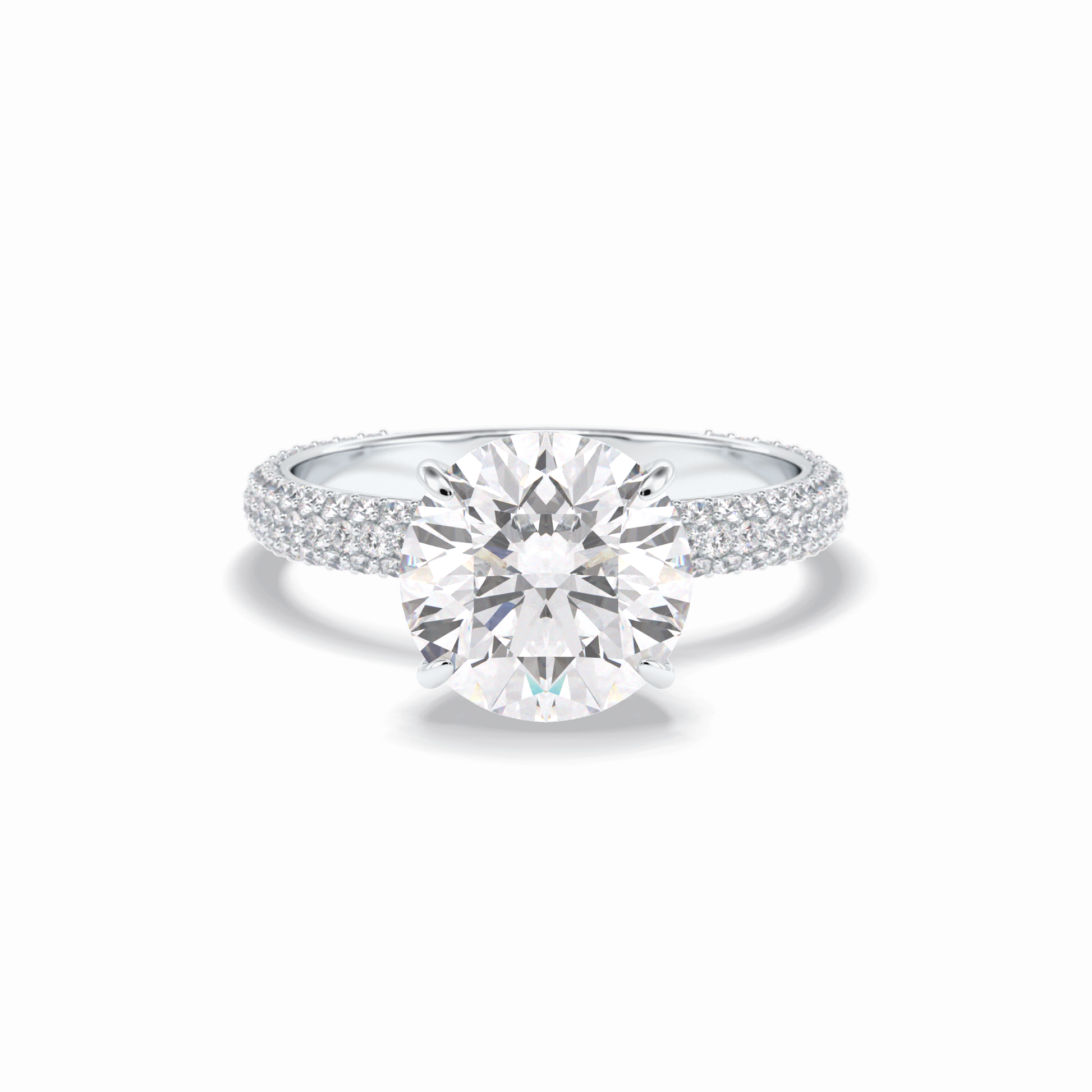 3.0 CT Round Cut Pave & Hidden Halo Style Moissanite Engagement Rings
