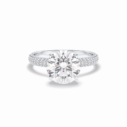 3.0 CT Round Cut Pave & Hidden Halo Style Moissanite Engagement Rings