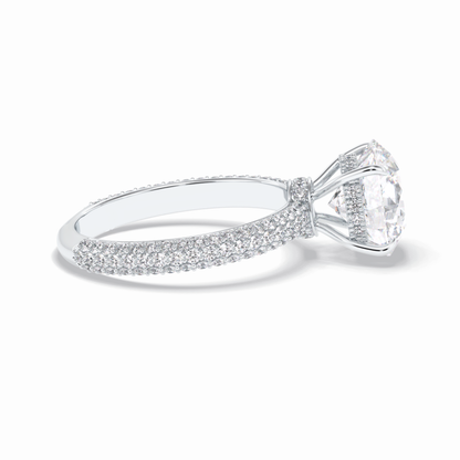 3.0 CT Round Cut Pave & Hidden Halo Style Moissanite Engagement Rings