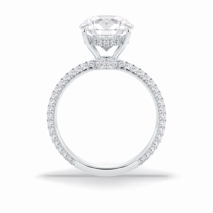 3.0 CT Round Cut Pave & Hidden Halo Style Moissanite Engagement Rings