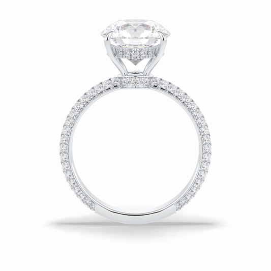 3.0 CT Round Cut Pave & Hidden Halo Style Moissanite Engagement Rings