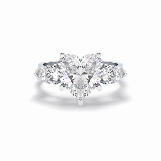 3.05 CT Heart Cut Three Stones Style Moissanite Engagement Rings