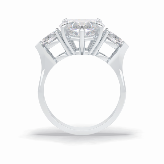 3.05 CT Heart Cut Three Stones Style Moissanite Engagement Rings