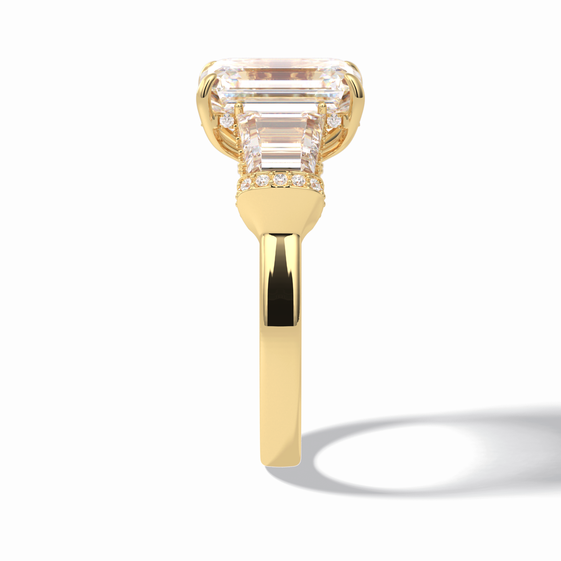 4.0 CT Emerald Cut Three Stones Style Moissanite Engagement Rings