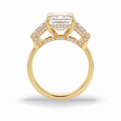 4.0 CT Emerald Cut Three Stones Style Moissanite Engagement Rings
