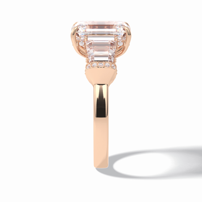 4.0 CT Emerald Cut Three Stones Style Moissanite Engagement Rings