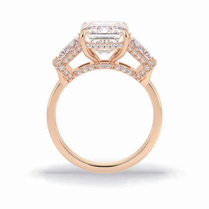 4.0 CT Emerald Cut Three Stones Style Moissanite Engagement Rings