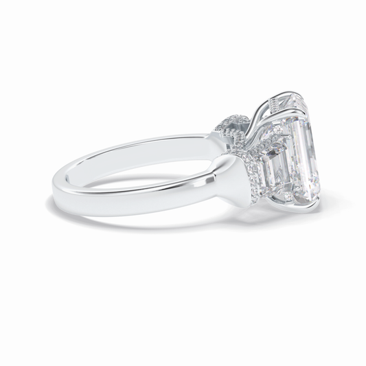 4.0 CT Emerald Cut Three Stones Style Moissanite Engagement Rings