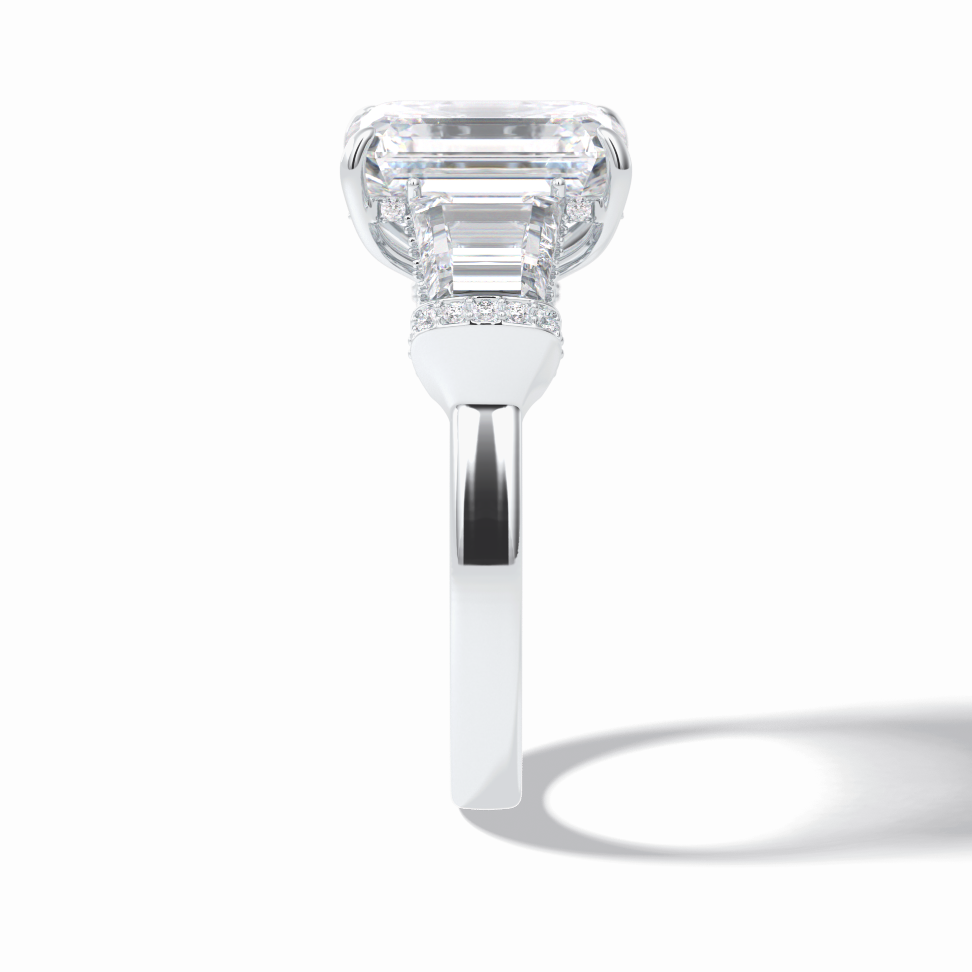4.0 CT Emerald Cut Three Stones Style Moissanite Engagement Rings