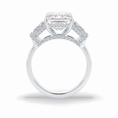 4.0 CT Emerald Cut Three Stones Style Moissanite Engagement Rings