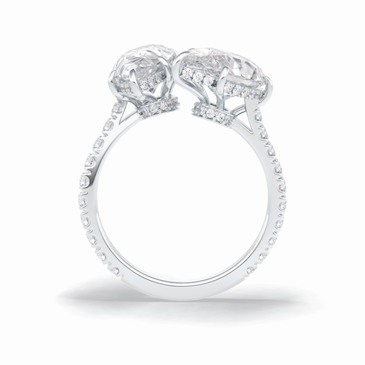 4.0 CT Pear Cut Two Stones & Pave Style Moissanite Engagement Rings