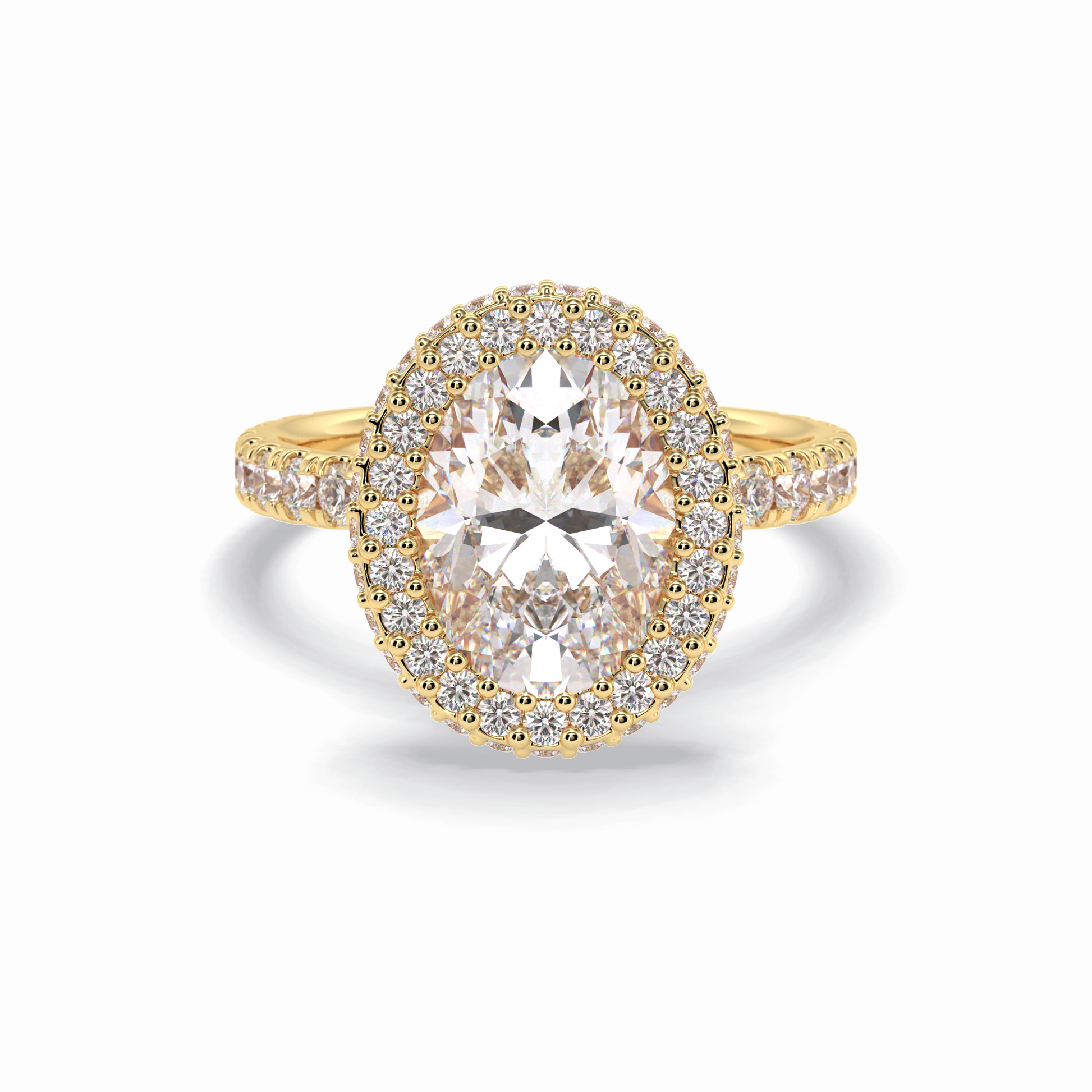 0.54 CT Oval Cut Halo & Pave Style Moissanite Engagement Rings