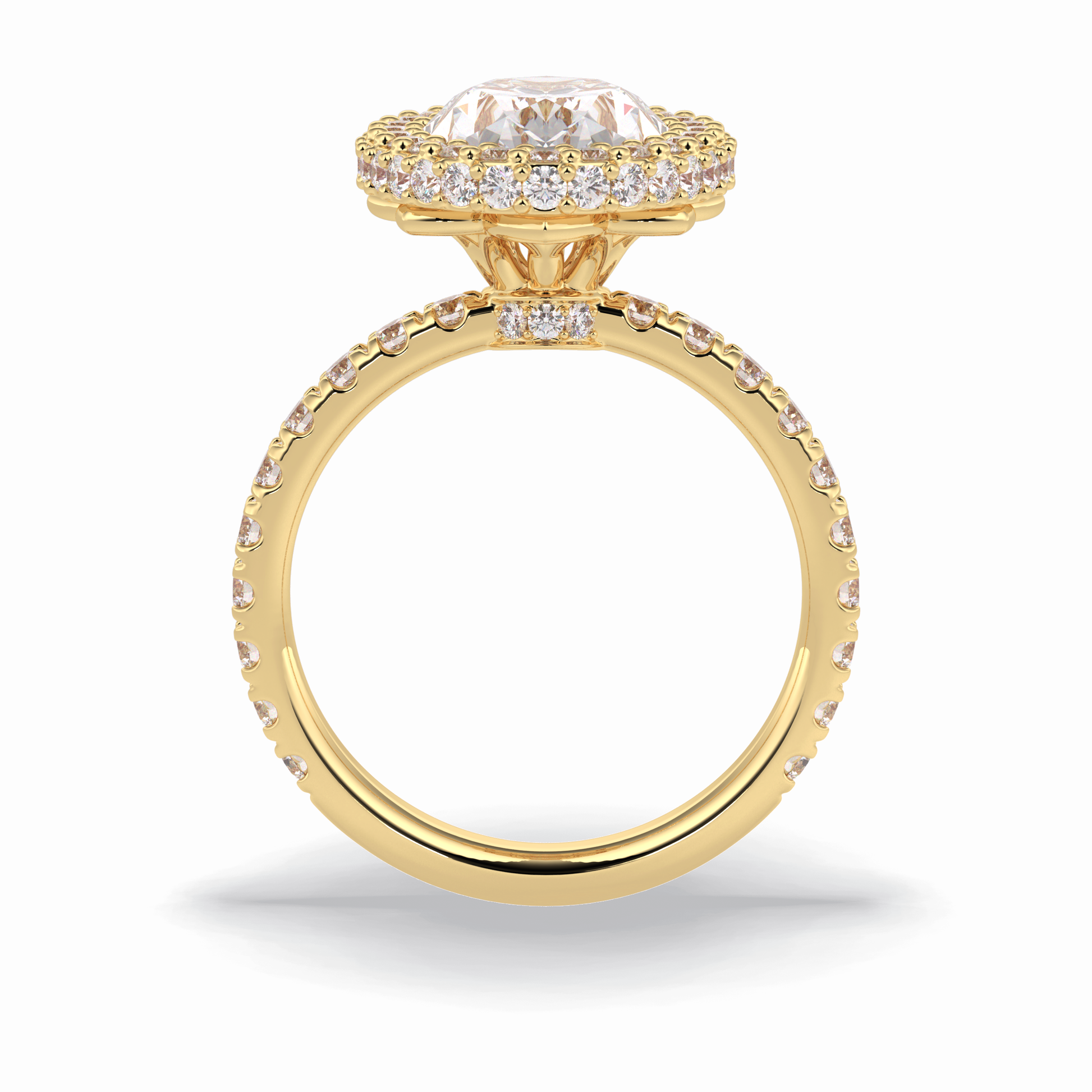 0.54 CT Oval Cut Halo & Pave Style Moissanite Engagement Rings