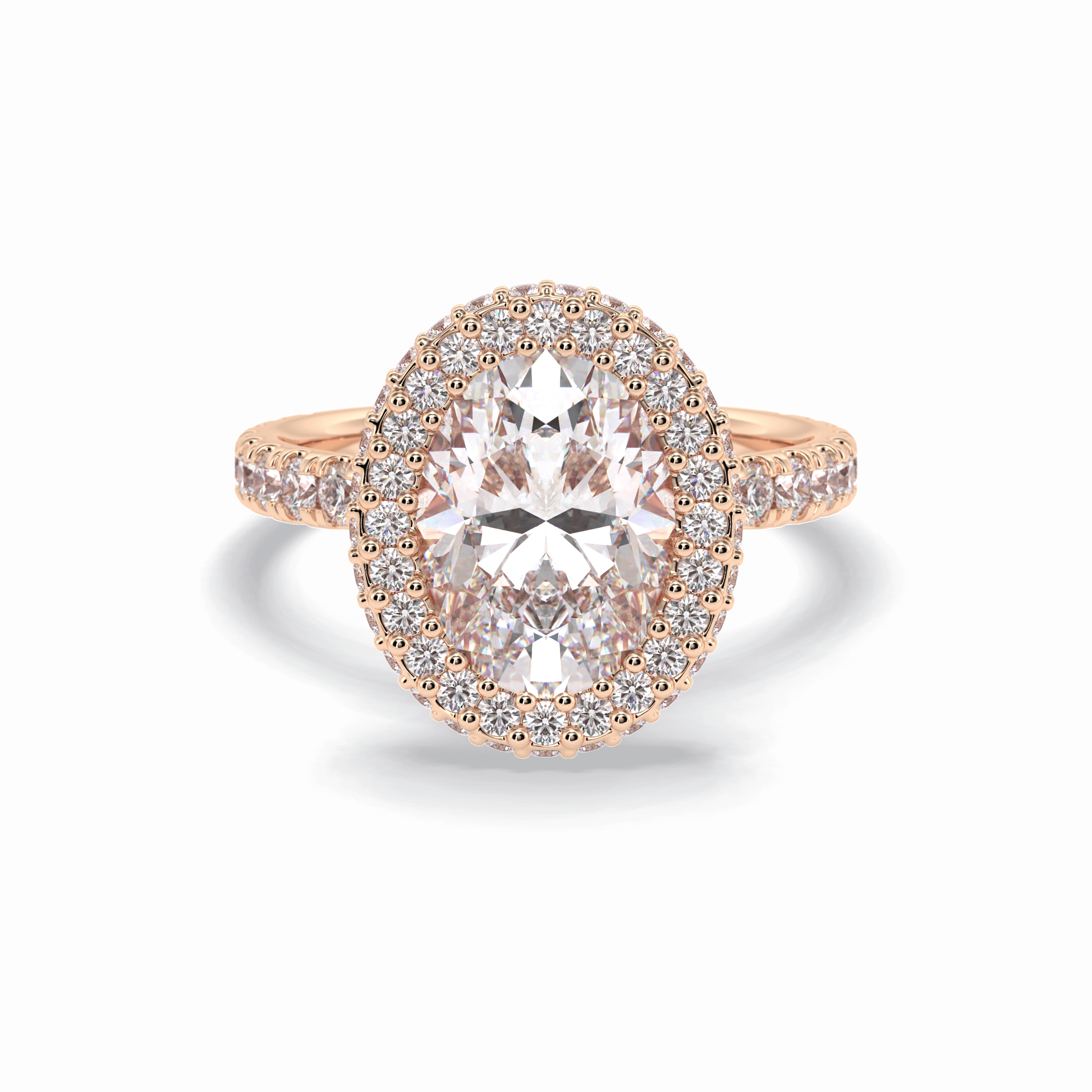 0.54 CT Oval Cut Halo & Pave Style Moissanite Engagement Rings