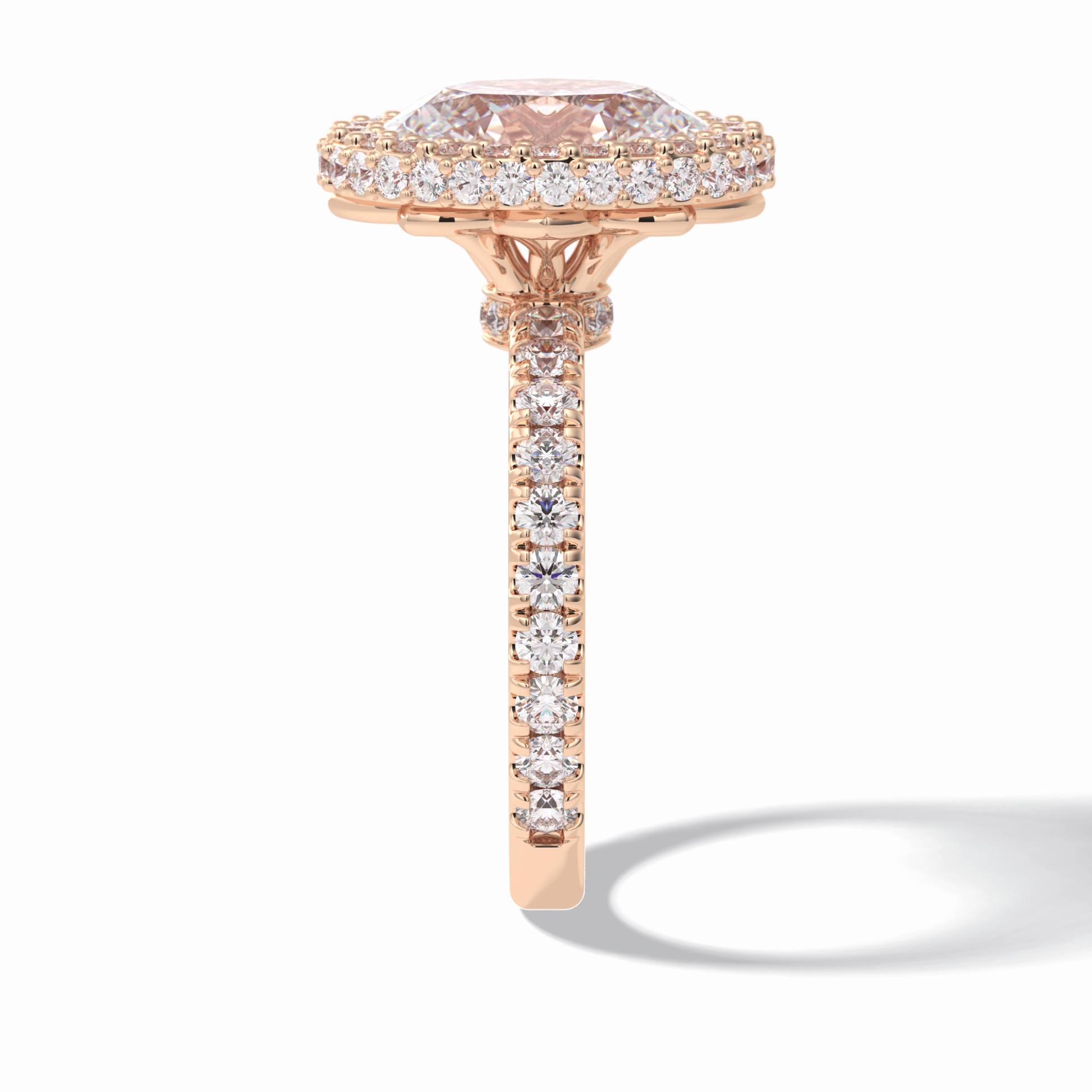 0.54 CT Oval Cut Halo & Pave Style Moissanite Engagement Rings