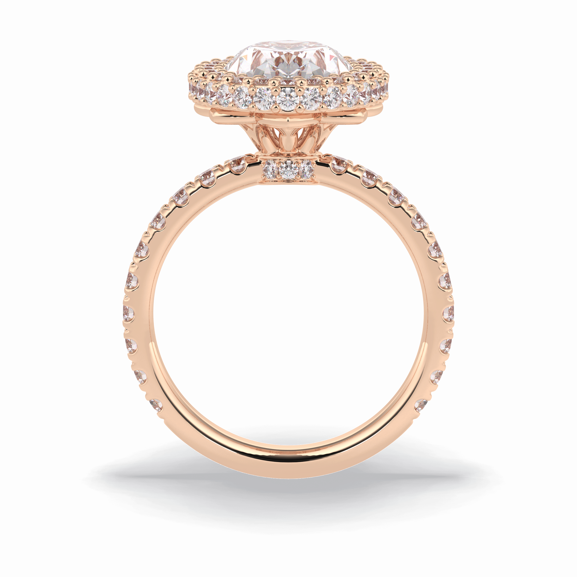 0.54 CT Oval Cut Halo & Pave Style Moissanite Engagement Rings