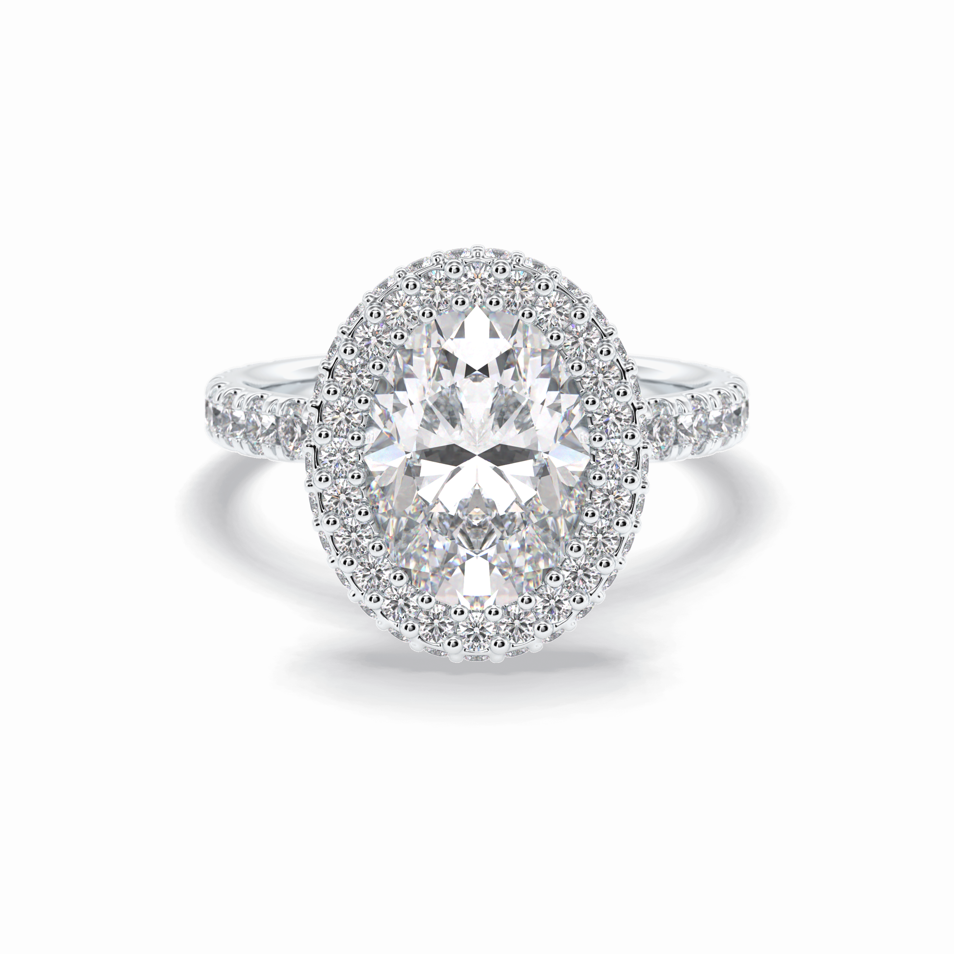 0.54 CT Oval Cut Halo & Pave Style Moissanite Engagement Rings