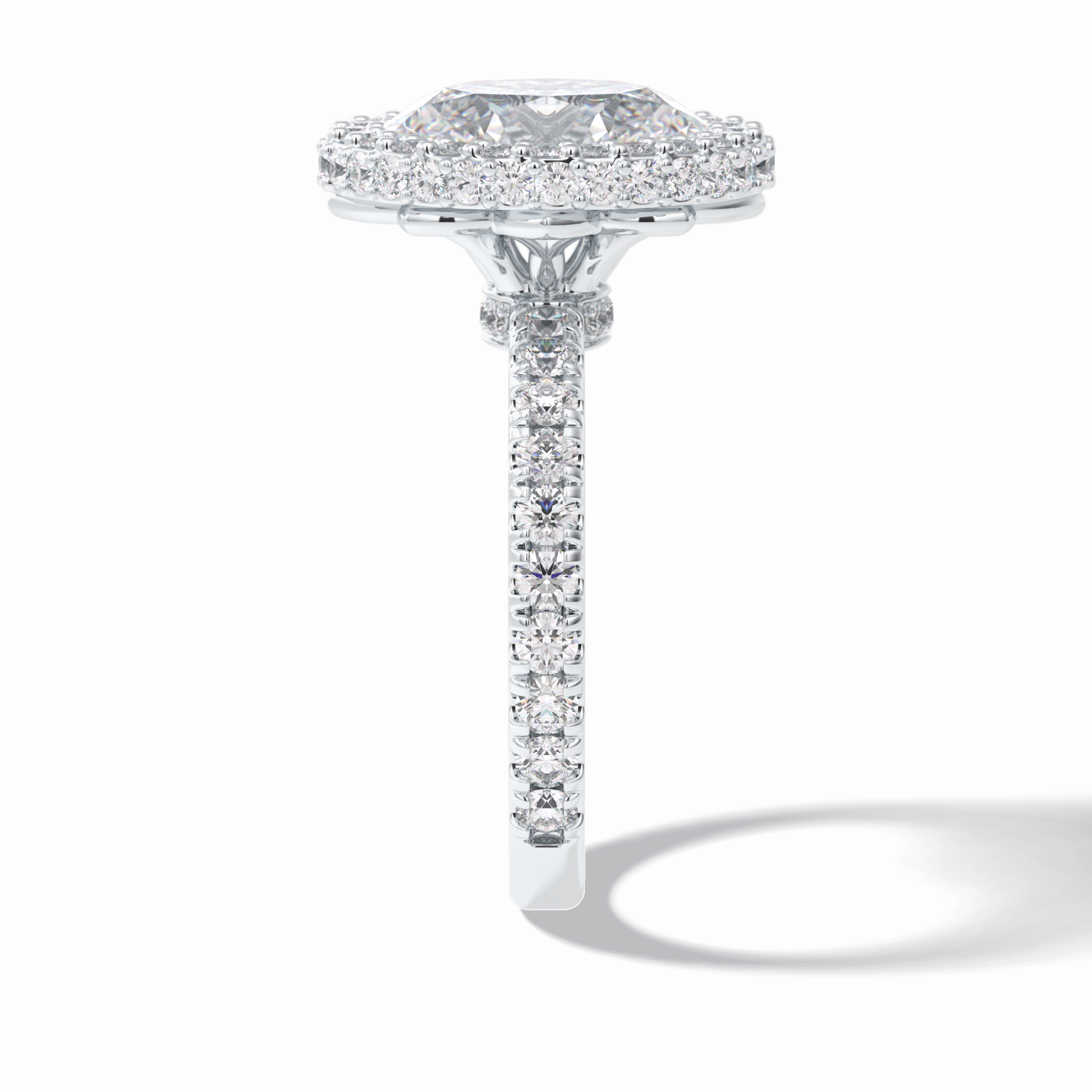 0.54 CT Oval Cut Halo & Pave Style Moissanite Engagement Rings