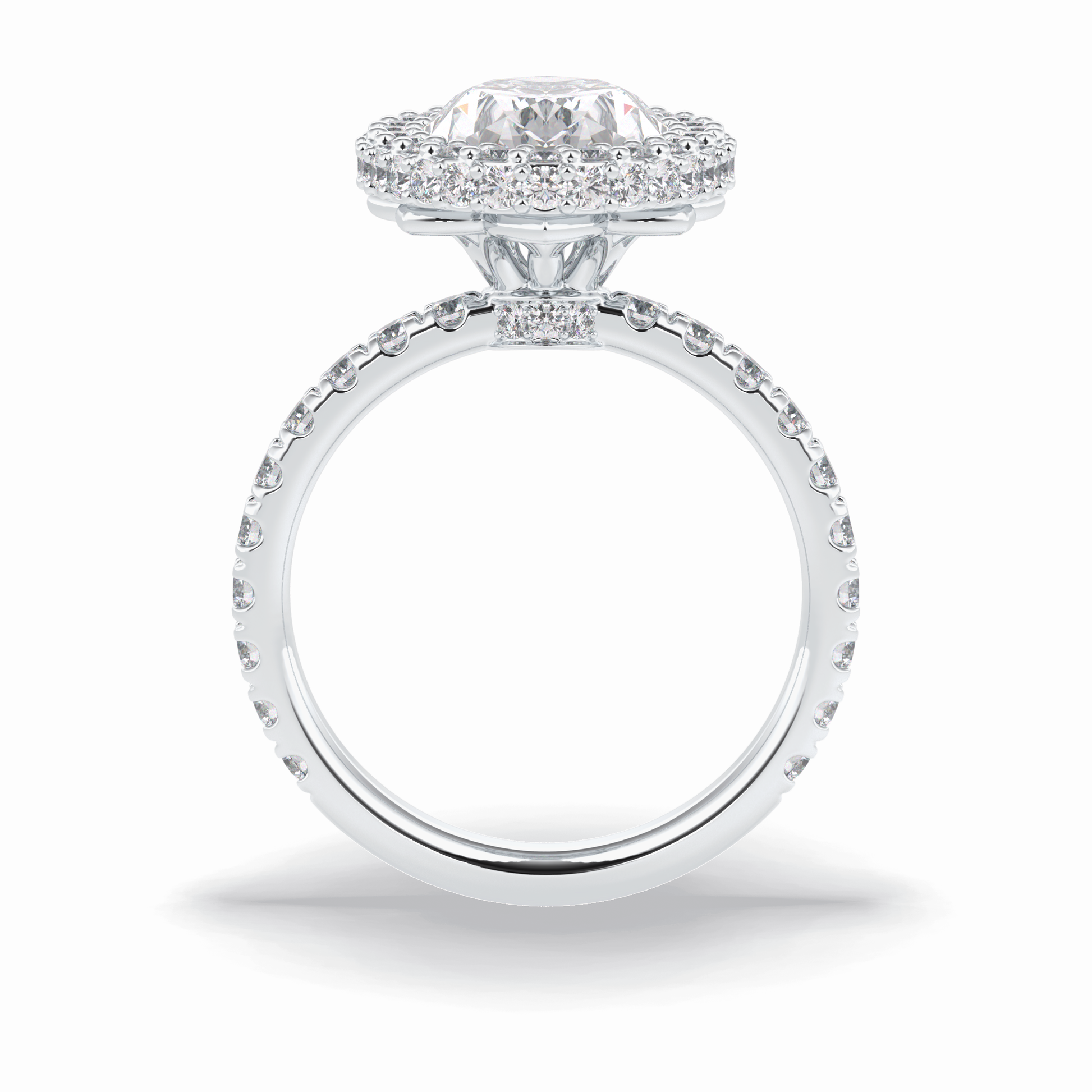 0.54 CT Oval Cut Halo & Pave Style Moissanite Engagement Rings