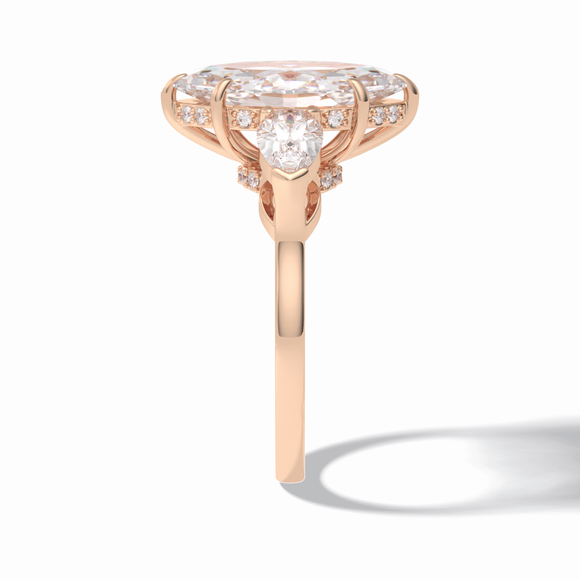 3.0 CT Marquise Cut Three Stones Style Moissanite Engagement Rings