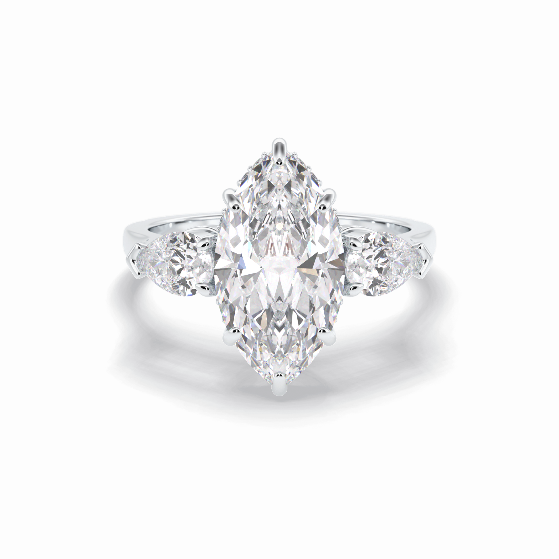3.0 CT Marquise Cut Three Stones Style Moissanite Engagement Rings