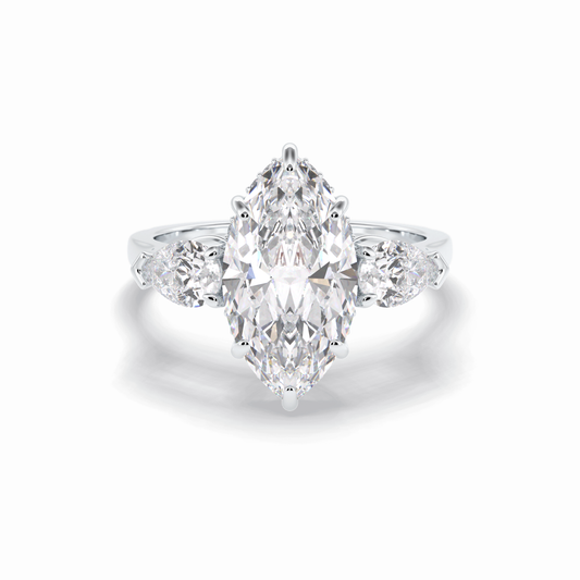 3.0 CT Marquise Cut Three Stones Style Moissanite Engagement Rings